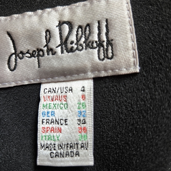 Joseph Ribkoff Black And White Broken Polka Dot Dress With Gold Neck Detail. 4 - Picture 9 of 11